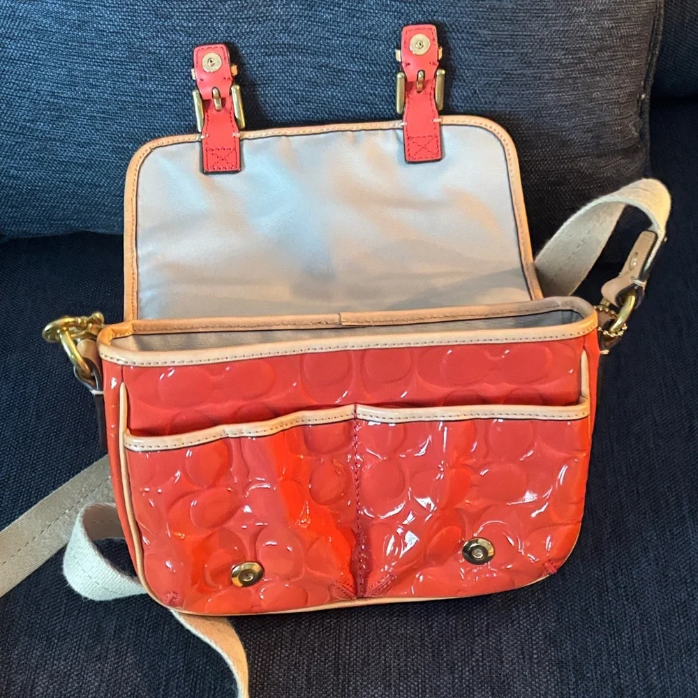 Coach Orange Patent Leather Crossbody Bag - Picture 3 of 7
